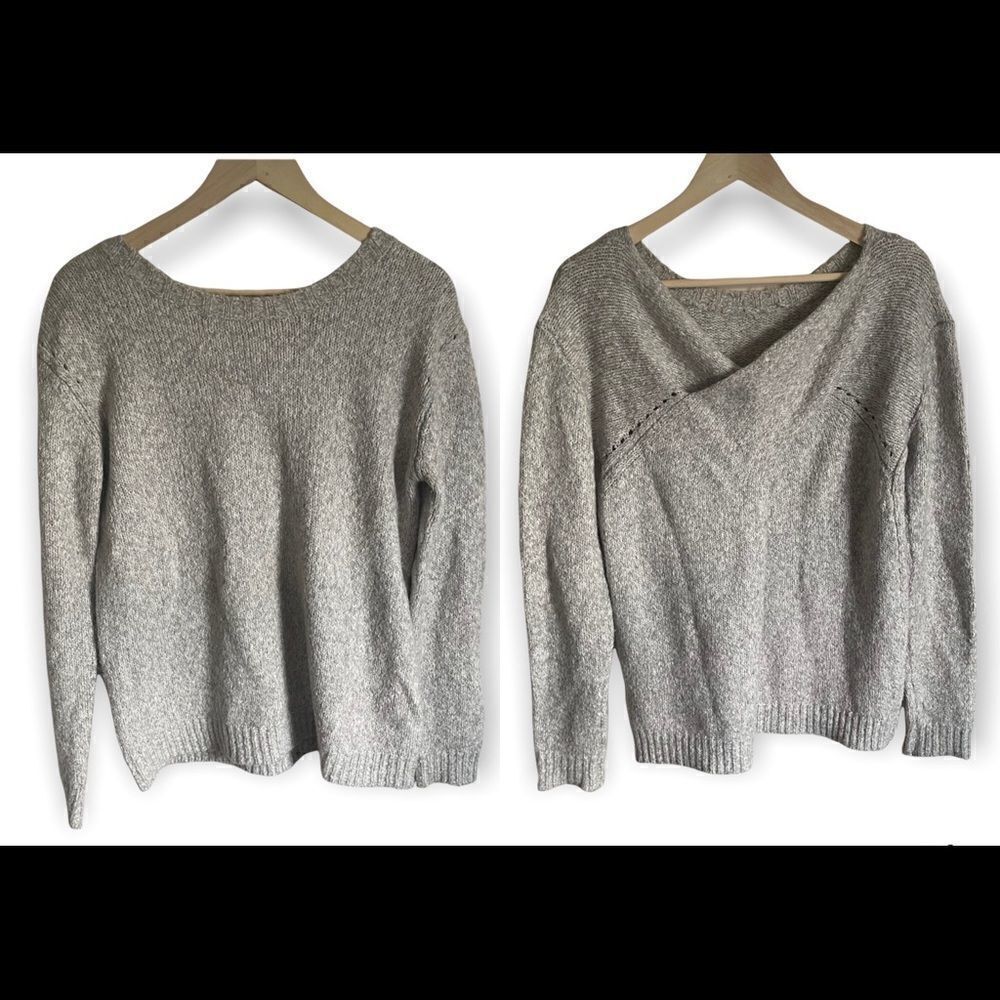 LINE the Label Gray Pullover Crossover Back Alpaca Sweater